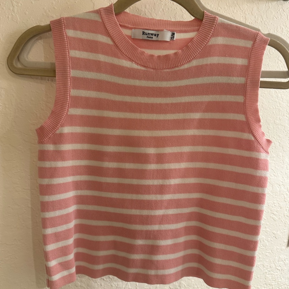 Trendy Boutique Pink and White Striped Tank Top